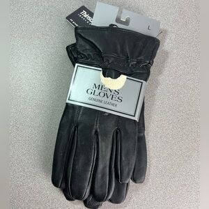 Mens leather gloves black size large with tags Thinsulate lined Winter driving